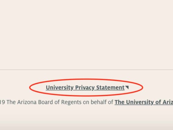 UA Privacy Policy Website Footer