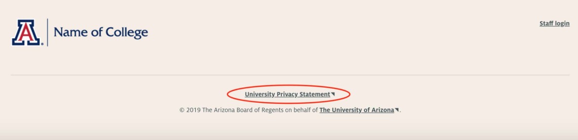 UA Privacy Policy Website Footer